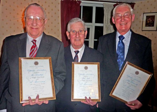 Joe Armitage, Jim Tighe, John Whitworth receiving their scrolls.
